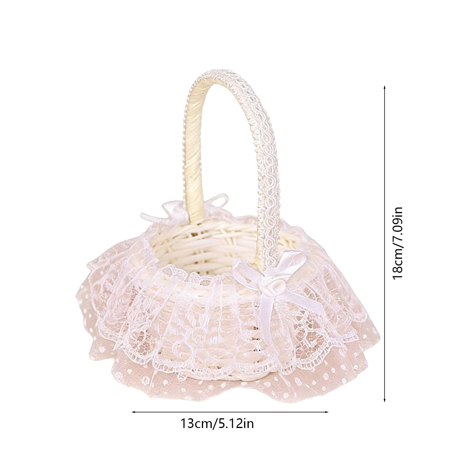 RuiJiao White Plastic Handheld Storage Basket with Floral Design, Lightweight Easter Decoration and Home Organization