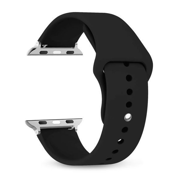 Silicone Closure Compatible iWatch Band Bracelet Strap Loop Replace bands for Apple Watch Sport Edition Series 1/2/3/4/5/6/7/8/9 38mm,40mm,41mm - Black