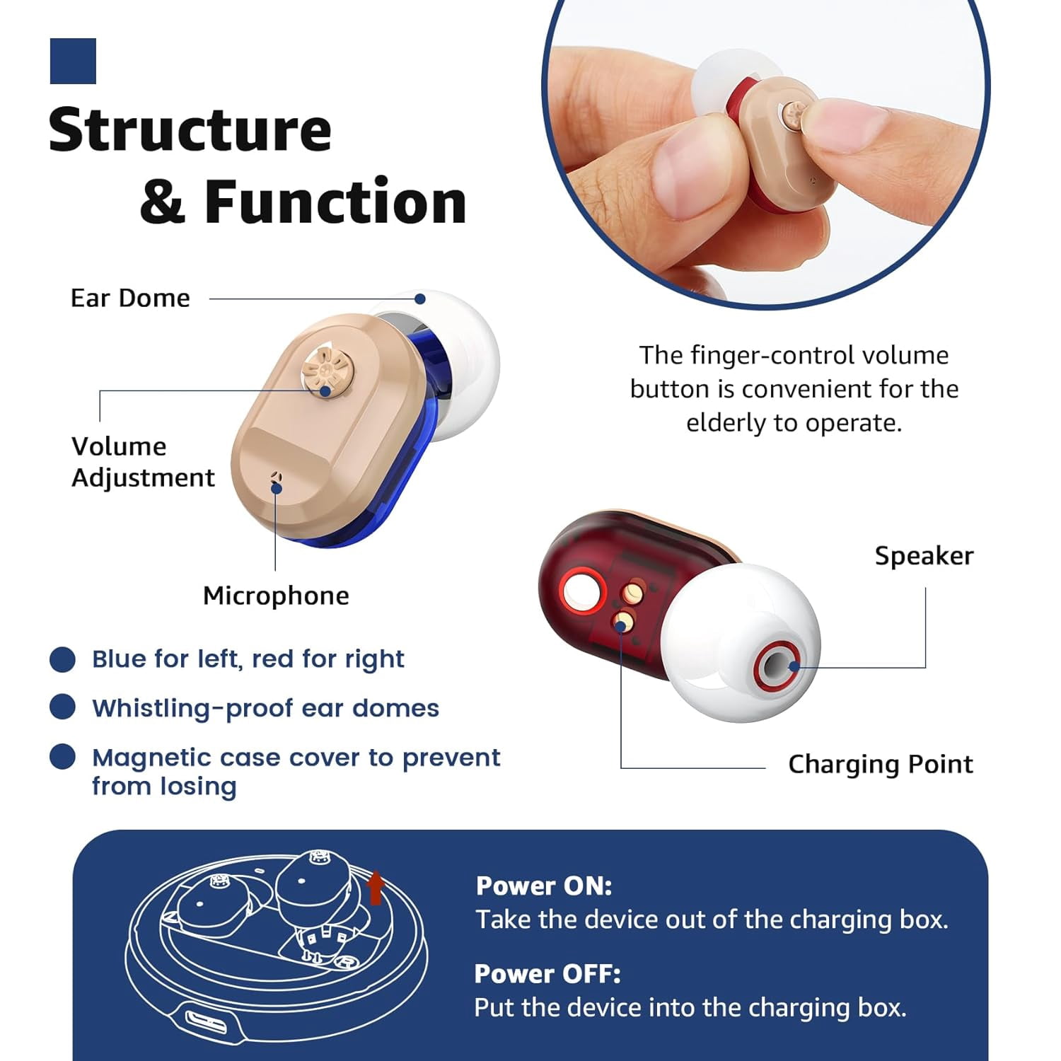 Hearing Aids, Autiphon Rechargeable Digital Hearing Aids for Seniors Adults with Noise Cancelling, Patented Design for Easy Operation, 1 Week Backup Power, U0 Series, Pair, 2025 Version