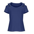 thumbnail image 3 of Mittory Women Tops Cute Open Shoulder Blouse Summer Hollow Out Eyelet Short Sleeve Tee Shirt, 3 of 7