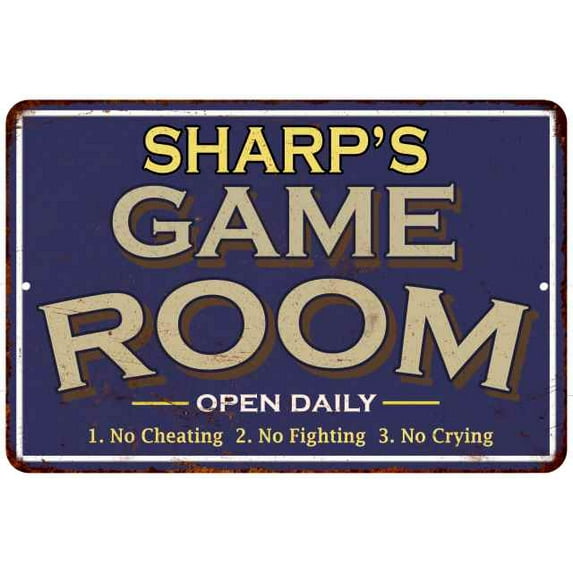 SHARP'S Blue Game Room Sign Metal 12 x 18 Matte Finish Metal 112180002416