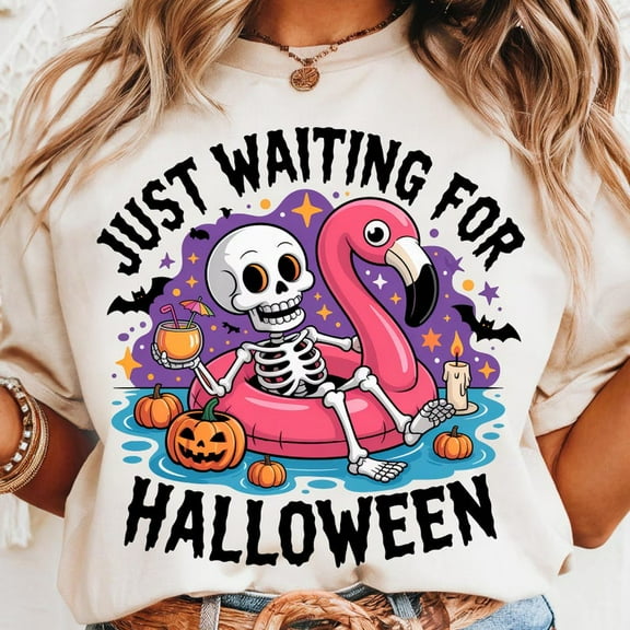 Waiting For Halloween T-shirt, Funny On Flamingo Float T-shirt, Summer Halloween Shirt TH070646