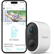 Sense-U Smart Baby Monitor Camera 2 for Both Indoor and Outdoor Use, Solar-Powered with Long Battery Life, PIR Motion Detection, 1080P HD, 2-Way Audio, Night Vision, Weatherproof, No Monthly Fee