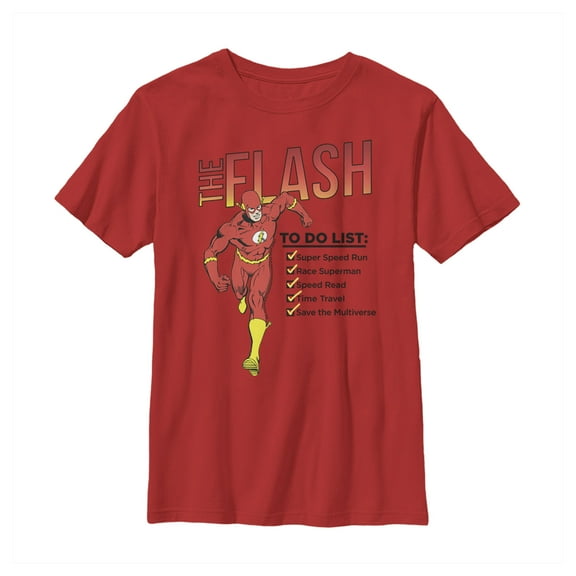 Boy's The Flash To Do List  Graphic Tee Red Medium