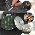 thumbnail image 4 of Yayeee Ashtray with Lid for Cigarette Smokeless Stainless Steel Home Ash Holder, Beige Plants, 4 of 7