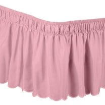 Tkrady Wrap Around Bed Skirt Three Fabric Sides Elastic Dust Ruffled 24 Inch Tailored Drop,Easy to Install Fade Resistant-Pink, /King
