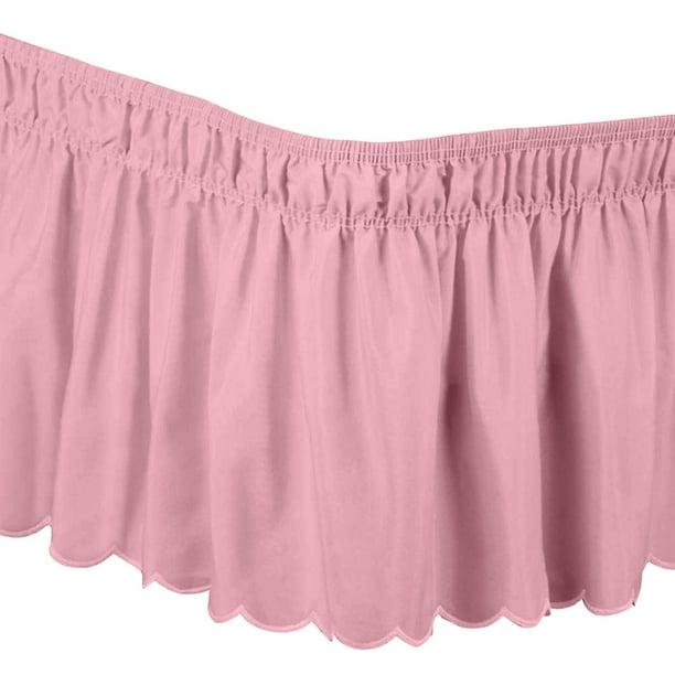 Ropa De Cama De Color Liso Faldón Elástico Para Cama Colcha A Prueba De Polvo Faldón Antideslizante Para Cama *Rosa