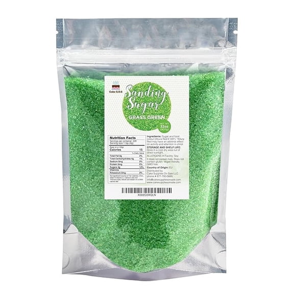 Cake S.O.S Green Sanding Sugar Dessert Sprinkles, 32 oz.