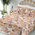 thumbnail image 3 of Ambesonne Floral Fitted & Flat Sheet with Shams 4 Pcs Set, Autumn Dahlia Flowers Plot, King, Marigold Redbrown and Blush, 3 of 5
