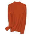 thumbnail image 4 of IMENGL Women's spring solid semi high neck pullover, Orange M, Size M-2XL, 4 of 4