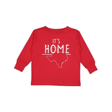 

Inktastic Its Home- State of Texas Outline Distressed Text Boys or Girls Long Sleeve Toddler T-Shirt