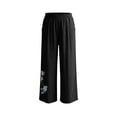 thumbnail image 5 of VBVC Women's Floral Embroidered Wide Leg Pants, High Waist Palazzo Trousers For Women, Ladies' Summer Breathable Pants with Pockets,Black,M-4XL, 5 of 7