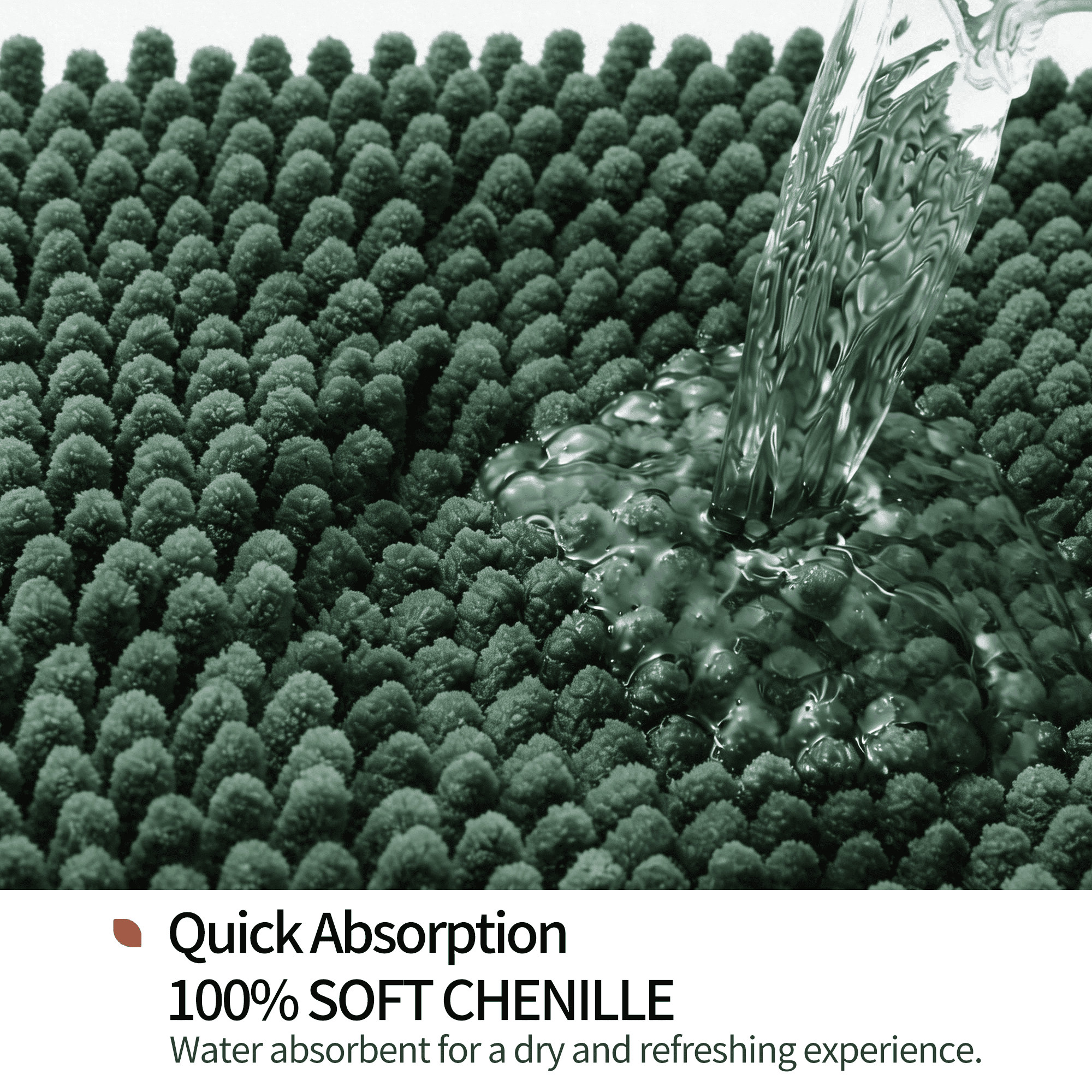 Evlmd Bathroom Rugs, Extra Soft Absorbent Shaggy Chenille Bath Rugs, Non-Slip Hunter Green Bath Mats for Bathroom Floor Tub and Shower, Home Decor Accessories, 24" X 59"