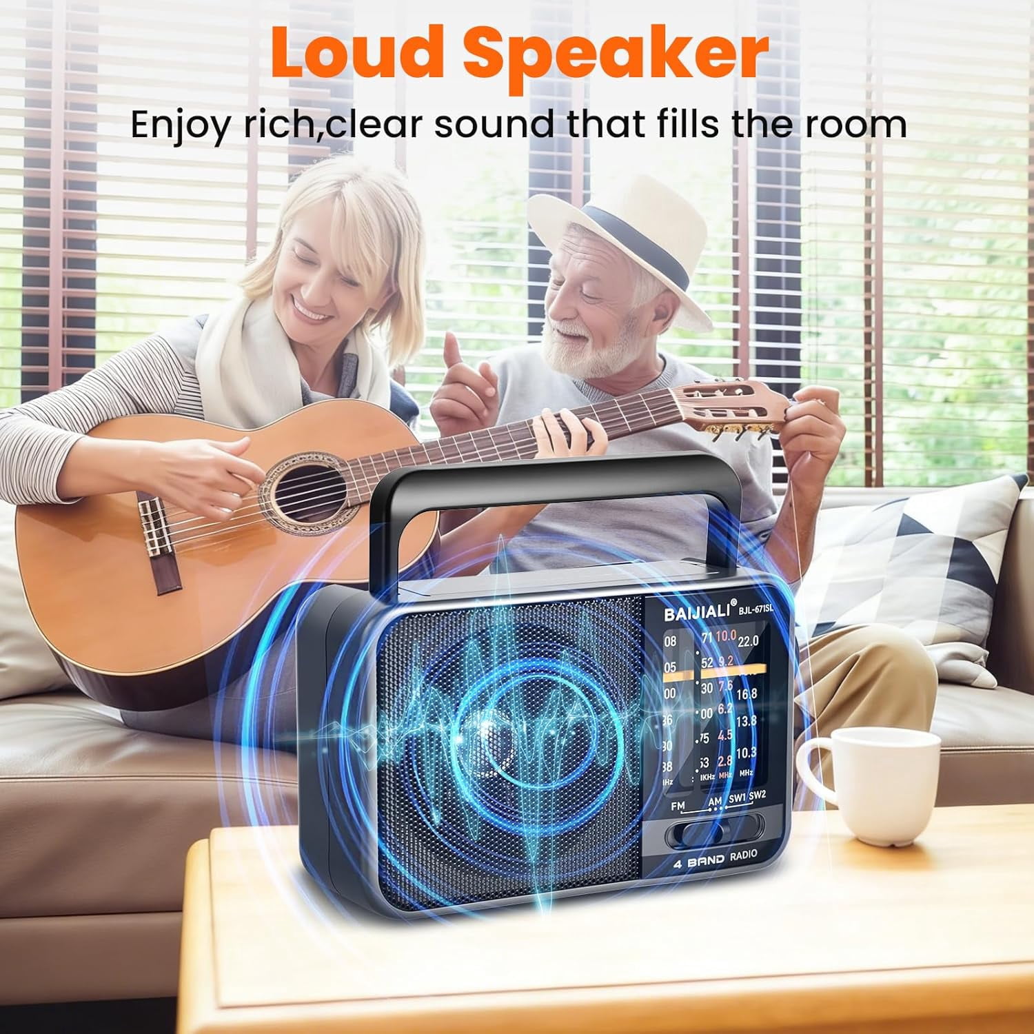 Portable Radio, AM/FM/SW Radio with Loud Speaker, Built-in Rechargeable Battery and USB-C - Emergency Radio for Outdoor, Camping, Travel, Storms and Power Outages