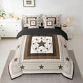 thumbnail image 2 of Manfei Brown Texas Stars Twin Bedding Sets 7-Piece for Adult, Western Old Fashion Bedding Comforter Set, Rustic Hippie Theme Reversible Sheet Sets, Luxury Bedroom Decor, 2 of 7