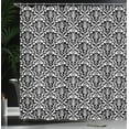 thumbnail image 4 of Ambesonne White Damask Shower Curtain, Flourish Curls Strokes, 69"Wx84"L, Charcoal Grey, 4 of 5