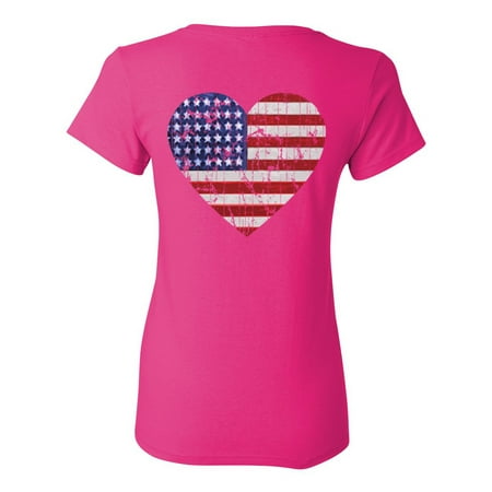 Flag Print Shirt - Awkward Styles Stripes and Stars American Flag Love Ladies Shirt Independence Day Pro America Heart T shirt for Her Gifts Pro America Love T shirt for Women USA Flag Gifts USA Print on the Back Only