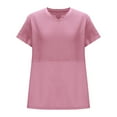 thumbnail image 6 of Women's V Neck Short Sleeve Waffle Knit Tops Shirts Blouses Loose Fit Solid Color Casual Daily Wear Work Office Vacation Fashion Essential | CSEONE,Pink L, 6 of 9