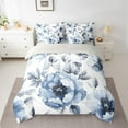 thumbnail image 2 of Manfei Chic Blue Peony Bedding Comforter Set 7-Piece, Garden Flower Floral King Bedding Sets, Botanical Leaves Bed Sheets, Microfiber Room Decor, 2 of 8