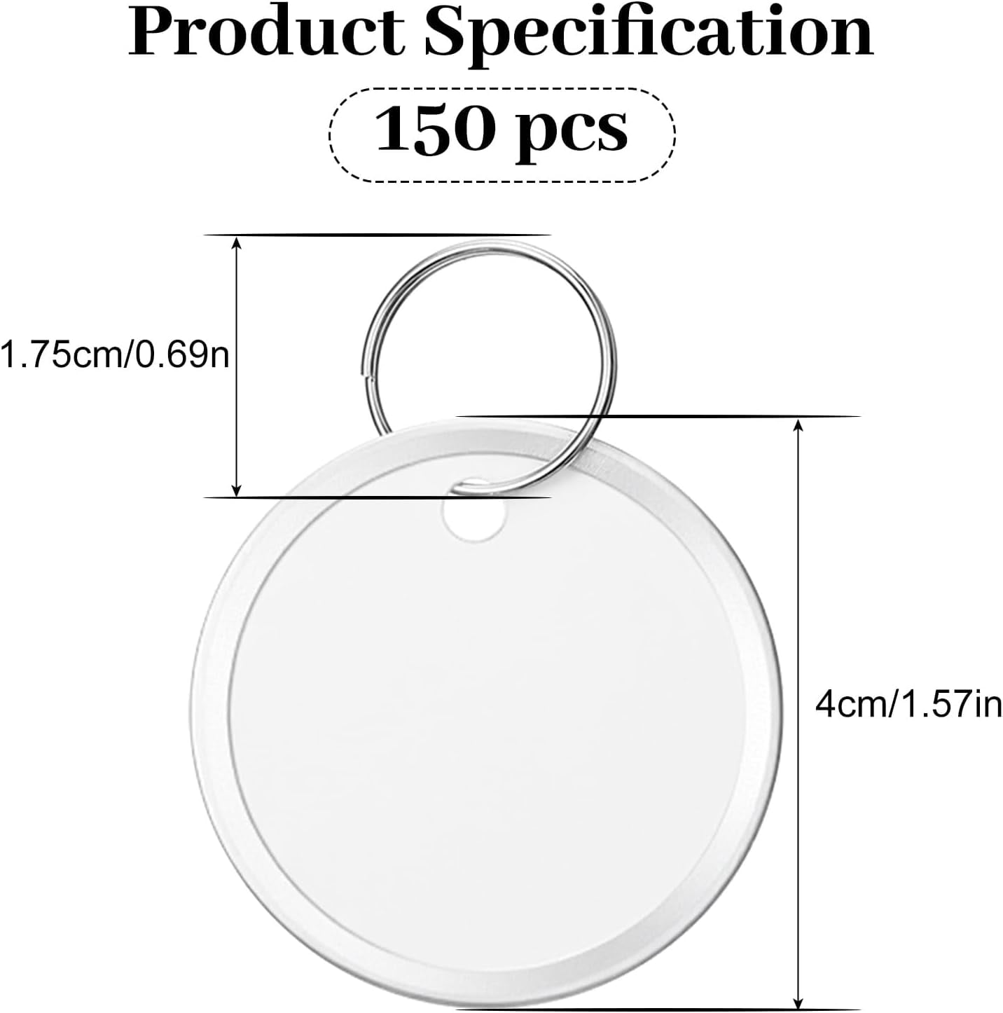 150 Piece Metal Rim Tags Round Paper Tags with Metal Rings for Car Keys and Door Keys Car and Door White