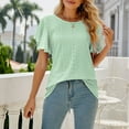 thumbnail image 6 of pimelu Womens Tops Shirts for Women Ruffle Sleeve Lightweigh Hollow out Blouses Summer Casual Solid T-shirt Girls Crewneck Short Sleeve Tunic Top, 6 of 6