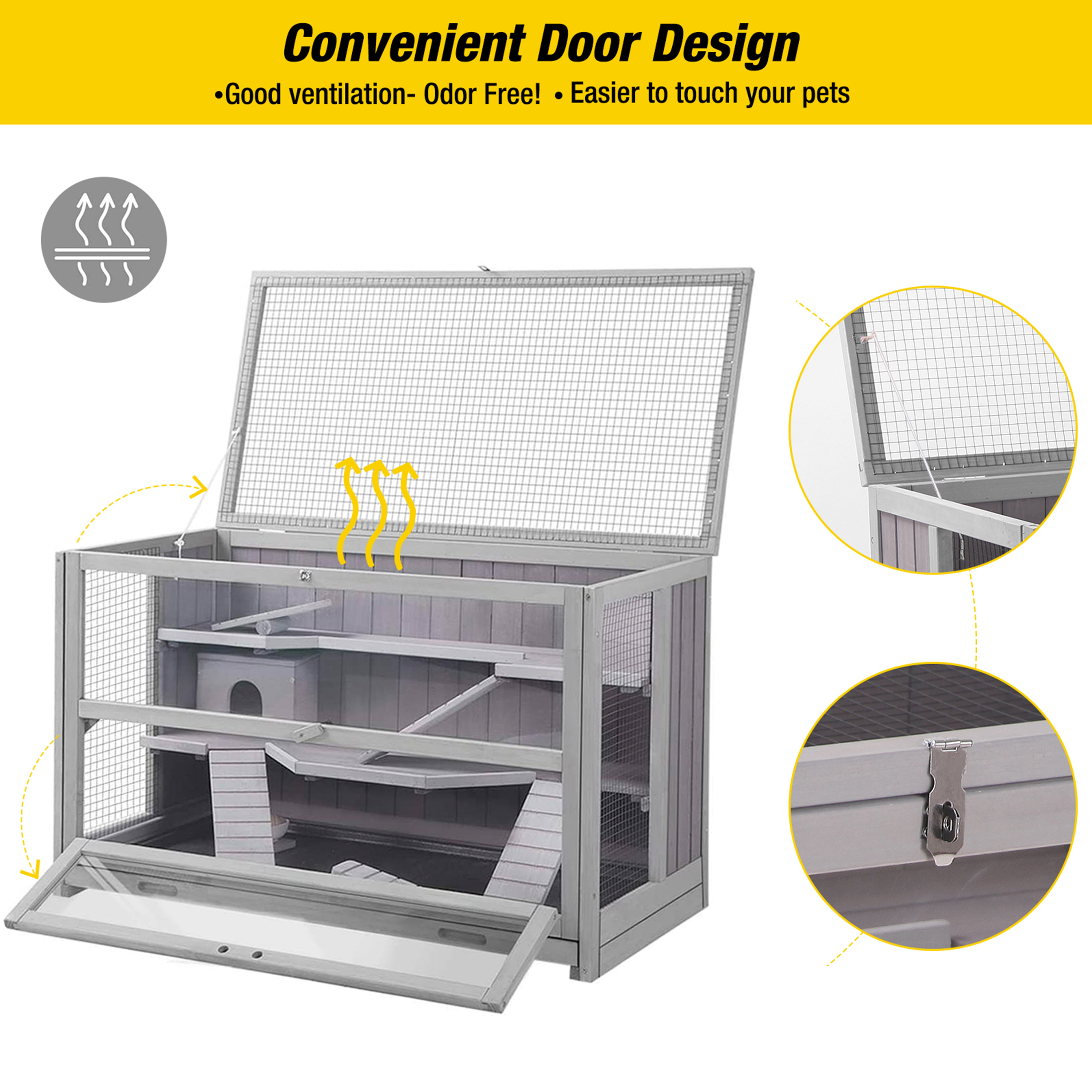 Morgete Wooden Hamster Cage Guinea Pig Habitat for Rats Mice Lizards with 11 Square FT