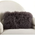 thumbnail image 3 of Bilot Dark Grey Color Real Mongolian Lamb Fur Pillow, Filled. 12 Inch X 20 Inch Oblong, 3 of 5