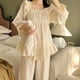 thumbnail image 1 of Conjunto de pijama de dos piezas de algodón 100% para mujer, ropa de dormir de manga larga con cuello cuadrado, estilo Vintage de princesa, para primavera, 1 of 3
