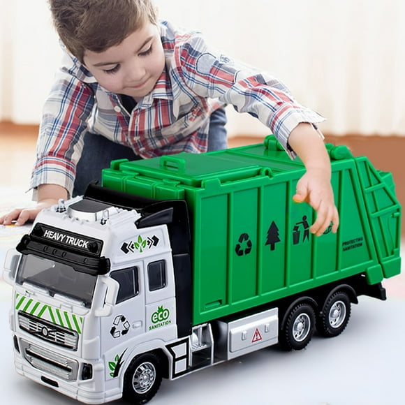 EGNMCR Car Model Simulated Alloy Garbage Truck Children's Toys Boy Transport Truck Self Loading And Self Dumping Sanitation Truck Project refuse trucks Birthday Gifts for Kids