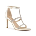 thumbnail image 1 of BLISSFUL STEP Women's Rhinestone Ankle Strap Stiletto High Heel Sandals White (Size 6), 1 of 6