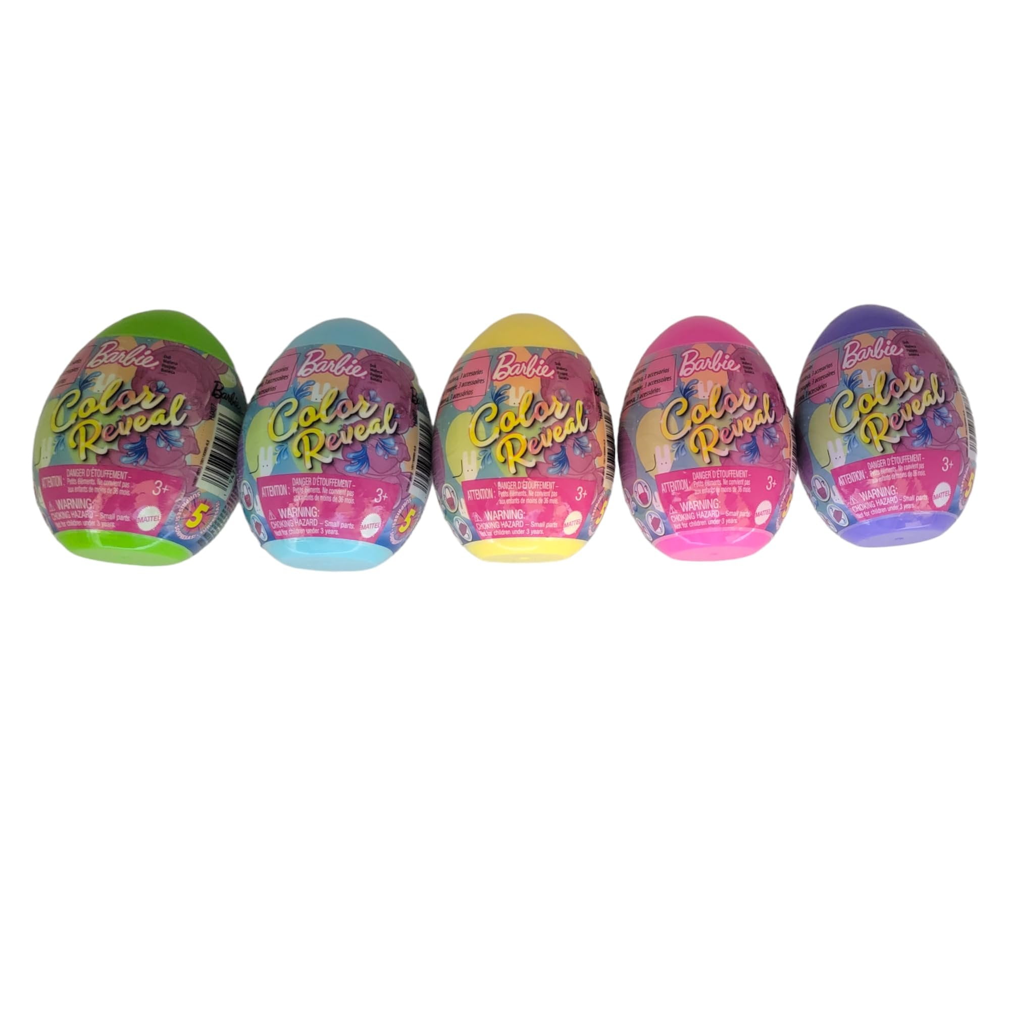 Barbie Color Reveal Easter Egg HJX67 Series Complete Set of 5 Colored Egg Surprises Bundle