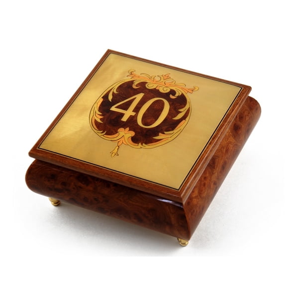 Handcrafted 30 Note 40th Anniversary or Birthday with Ornament Frame Musical Jewelry Box - Edelweiss