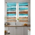 thumbnail image 4 of Sheer Curtains 63 inches Long, Vintage Wooden Board Abstract Blue Turquoise Wood Grain Light Filtering Sheer Window Curtains Rod Pocket Voile Drapes for Bedroom Living Room, 52"W x 63"L 2 Panels, 4 of 7
