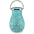 thumbnail image 3 of Northlight Woven Iron Pillar Candle Lantern with Glass Hurricane - 16.25" - Turquoise Blue, 3 of 8