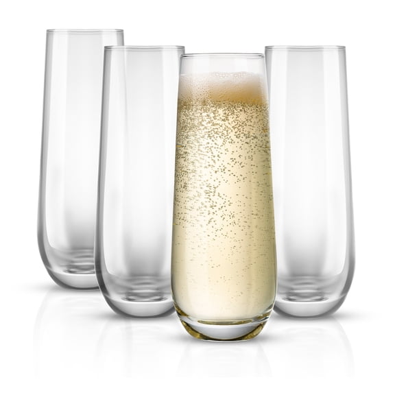 Kook 9.4 Oz Stemless Champagne Flutes Bar Glasses Set of 4