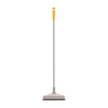 

mnjin 2 in 1 floor brush scrubber with long handle grout brush scrape stiff cleaning scrub brush with squeegee 120â°rotating tile brush for cleaning bathroom glass patio kitchen khaki