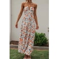 thumbnail image 5 of Women's Floral Halter Neck Tiered Maxi Dress with Slight Stretch and Partially Lined Bodice for Elegant Summer Wear, 5 of 15