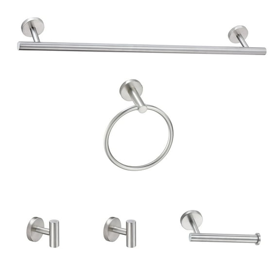 5-Piece Bath Hardware Set 24 in. with Mounting Hardware in Brushed Nickel