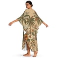 thumbnail image 2 of SEANATIVE Women Plus Size Kaftan Dress Loose Caftan Beach Cover Up Maxi Dress Swimsuit Coverup Soft Breathable Bathing Suit Coverups for Beach Vacation, Hawaii Palm Tree Hibiscus Flower Beige, 2 of 7