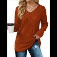 thumbnail image 2 of Blusas de Larga para Mujer, Camisetas con Cuello en V, Suéteres Tipo Túnica Ligeros, Moda Color Caramelo XXL, 2 of 9