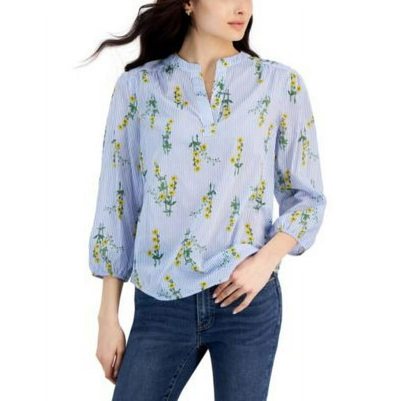 Nautica Jeans Womens Stripe Floral Cotton S Daffodil Multi XS