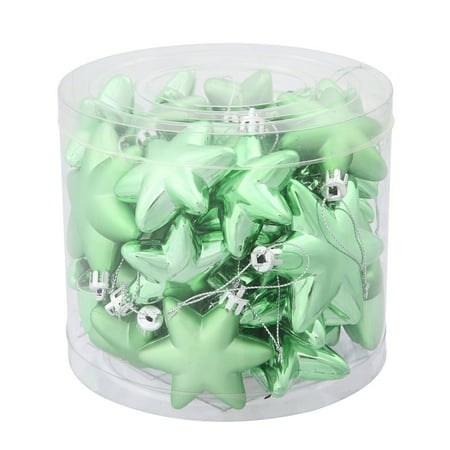 - 36ct Matte & Shiny Celadon Green Star Shatterproof Christmas Ornaments 1.5