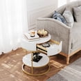 thumbnail image 5 of VENTOPYR 2-Tier Metal End Table with Drawer,Wooden Round Nightstand with Shelf, 5 of 7