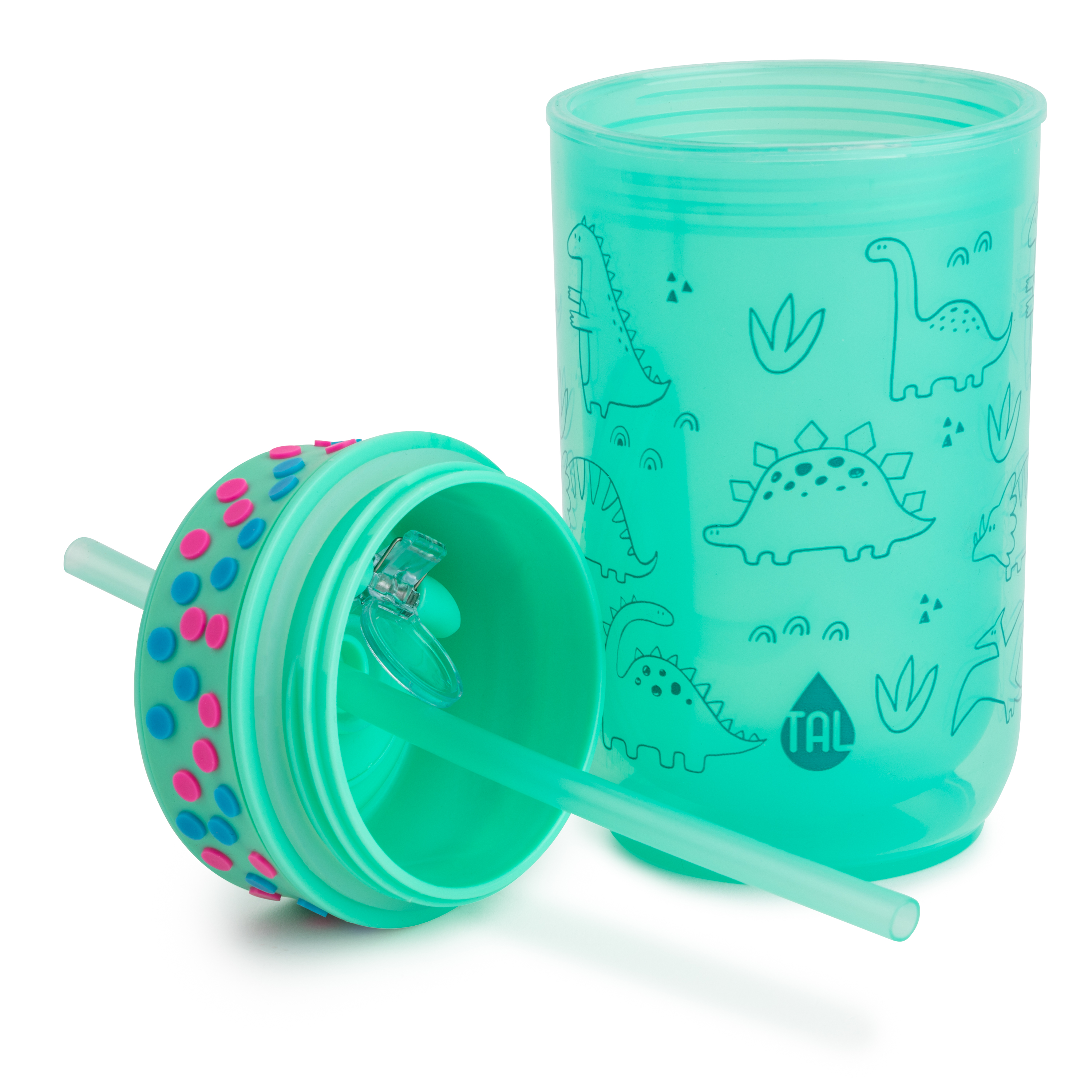 TAL Kids Polypropylene Water Bottle Tumbler With Straw 12 fl oz, Green