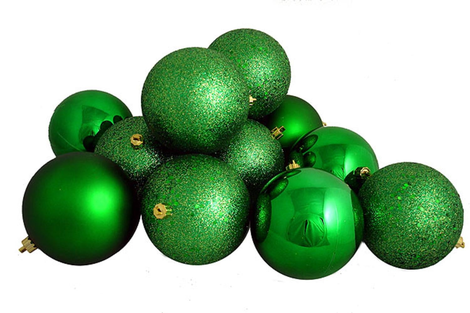 12ct Shatterproof Xmas Green 4Finish Christmas Ball Ornaments 4