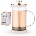 thumbnail image 1 of Pinky Up Riley Mini tetera de vidrio, cafetera, prensa francesa para té y café de hojas sueltas, cafetera para bebidas calientes o heladas, 12 oz, rosa, 1 of 5