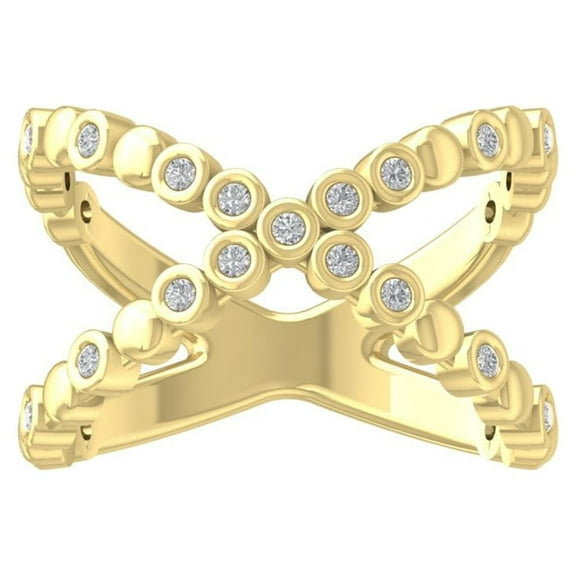 ARAIYA FINE JEWELRY 10K Yellow Gold Lab-Grown Diamond Anniversary Ring (1/45 cttw Round-shape Lab-Grown Diamonds (D-F Color, VS Clarity) Size 5