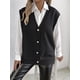 thumbnail image 4 of Chaleco de Punto Sin Mangas para Mujer, con Cuello en V, Botones, Informal, Holgado, para Otoño e Invierno. Negro Talla Única, 4 of 9