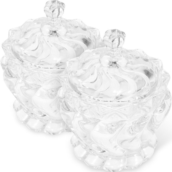 2pcs Glass Storage Jar with Lids Candy Jar Food Jar Wedding Candy Containers