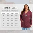 thumbnail image 3 of TEMOFON Red Cardigan for Women Plus Size Buttons Down with Pocket Long Sleeve Ladies Cardigan Ribbed Lightweight Knit Fall Coat Winter Clothes 3XL, 3 of 10